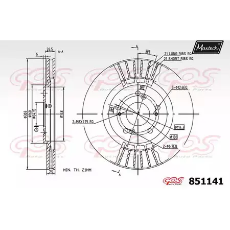 Тормозной диск MAXTECH 5S2AZJ6 1194803394 8511 41 851141.0000 изображение 0