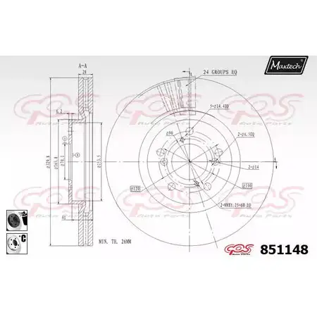 Тормозной диск MAXTECH 1194803439 851148.6060 85114 8 N27EU