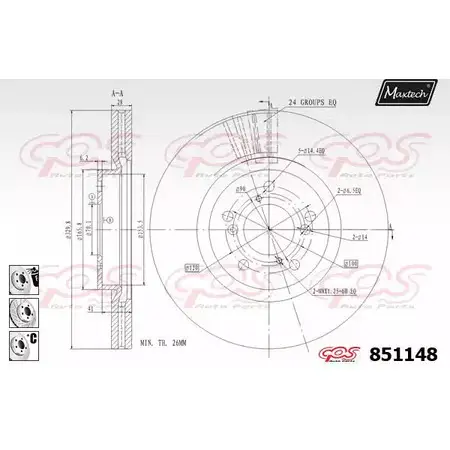 Тормозной диск MAXTECH Z6T4AWI 851148.6880 1194803440 8511 48