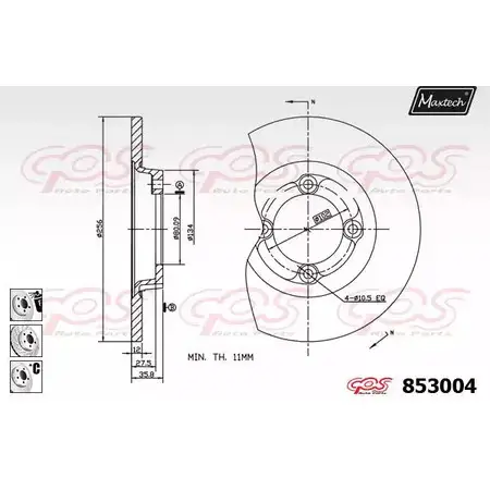 Тормозной диск MAXTECH 853004.6980 A6G0P 85300 4 1194803546