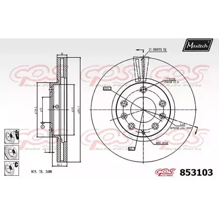 Тормозной диск MAXTECH 853103.6980 1194803936 8 53103 9RA0PPJ