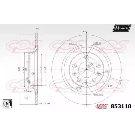 Тормозной диск MAXTECH 8FF38Y 853 110 853110.0080 1194803975 изображение 0