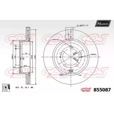 Тормозной диск MAXTECH 855087.0080 85508 7 1194804308 HBWA7