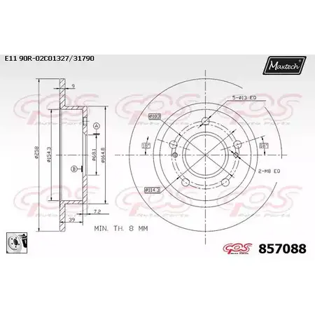 Тормозной диск MAXTECH 85 7088 857088.0080 1194804800 8YRVB4 изображение 0