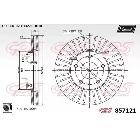 Тормозной диск MAXTECH 1194804877 Q4UXW4P 857121.0060 85 7121 изображение 0