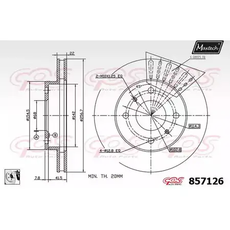 Тормозной диск MAXTECH 1194804908 857126.0080 X1400 8571 26 изображение 0