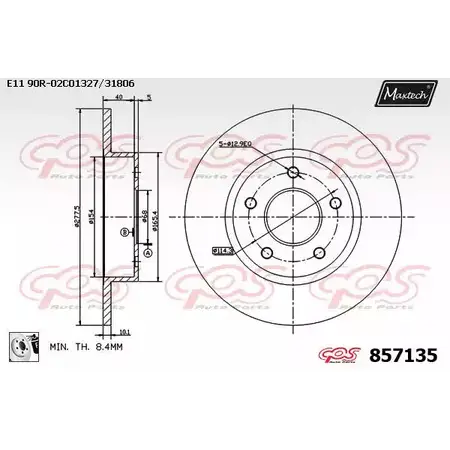 Тормозной диск MAXTECH 857135.0080 85 7135 TFHBDF 1194804954