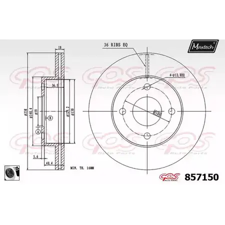 Тормозной диск MAXTECH 1194805031 7XXZ99J 85 7150 857150.0060 изображение 0