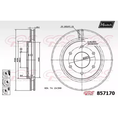 Тормозной диск MAXTECH 857170.6880 8 57170 C20NZ7 1194805148 изображение 0