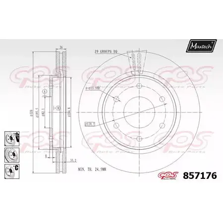 Тормозной диск MAXTECH 1194805184 857176.6880 7QKUKK 857 176 изображение 0