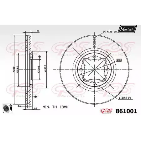 Тормозной диск MAXTECH 8 61001 1194805319 TH0NO 861001.0060 изображение 0