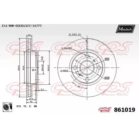 Тормозной диск MAXTECH 861019.0060 472E6 1194805421 8 61019