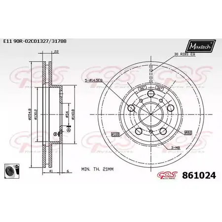 Тормозной диск MAXTECH EAPTMZX 1194805451 8 61024 861024.0060 изображение 0