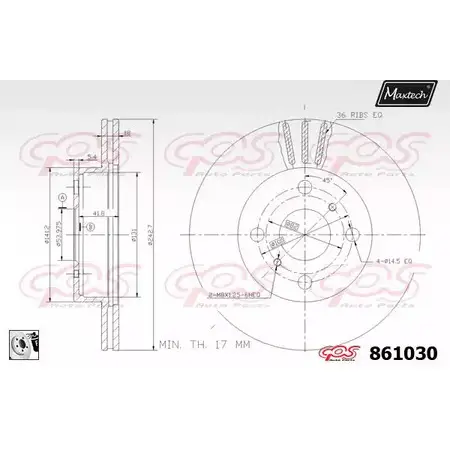 Тормозной диск MAXTECH 8610 30 F03ZOQ 861030.0080 1194805482 изображение 0