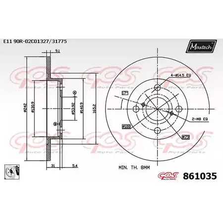 Тормозной диск MAXTECH 1194805512 ISB2SYK 861035.0080 8610 35 изображение 0