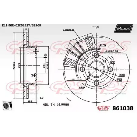 Тормозной диск MAXTECH 86103 8 ARHWDV 861038.0060 1194805529 изображение 0