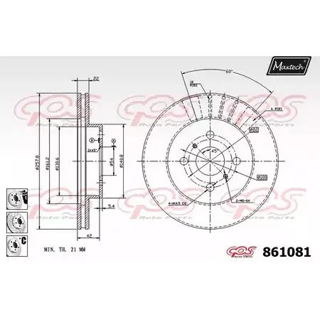 Тормозной диск MAXTECH 861081.6880 YAS5UJ 86108 1 1194805592 изображение 0