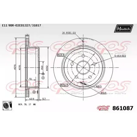 Тормозной диск MAXTECH 8610 87 1194805625 XSJ3CHR 861087.0060