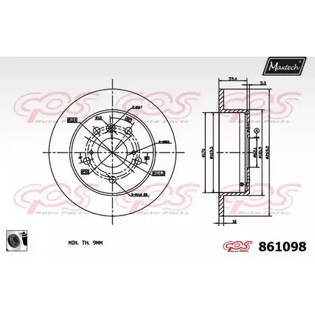 Тормозной диск MAXTECH 86109 8 5P0CSMU 861098.0060 1194805691 изображение 0