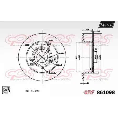 Тормозной диск MAXTECH 1194805692 861098.0080 F4502AQ 86109 8 изображение 0