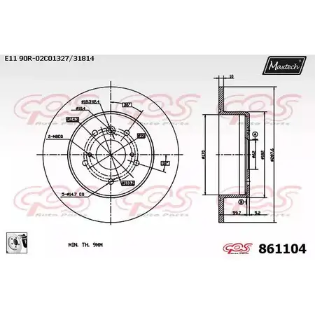 Тормозной диск MAXTECH E8KK47D 8611 04 861104.0080 1194805722 изображение 0