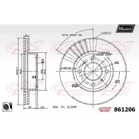 Тормозной диск MAXTECH 8612 06 1194805947 JSSE7NJ 861206.0060 изображение 0