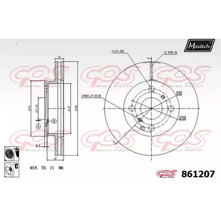 Тормозной диск MAXTECH 1194805955 86120 7 861207.6060 27B4L4