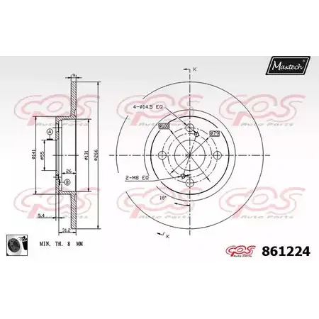 Тормозной диск MAXTECH WVWYG2 861224.0060 1194806037 8612 24