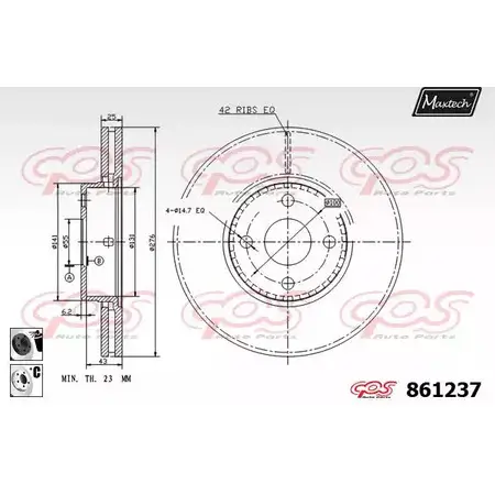 Тормозной диск MAXTECH 86 1237 YGFQMTU 861237.6060 1194806087 изображение 0