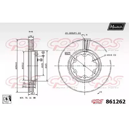 Тормозной диск MAXTECH 1194806218 7UWCG 861262.0080 86126 2 изображение 0