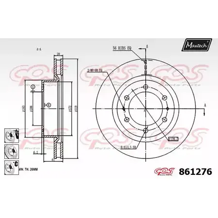 Тормозной диск MAXTECH 86 1276 1194806293 GFMAIA5 861276.6980 изображение 0