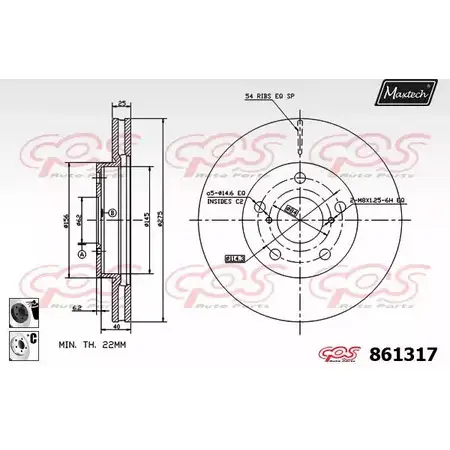 Тормозной диск MAXTECH 1194806439 8613 17 861317.6060 AKI7O