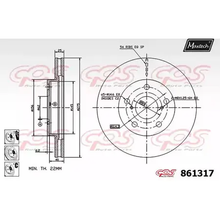 Тормозной диск MAXTECH 86 1317 861317.6980 CT3XC 1194806441