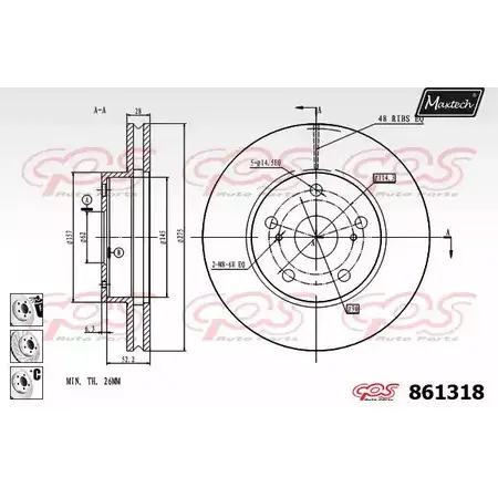 Тормозной диск MAXTECH 1194806447 HNUPWIC 861318.6980 861 318
