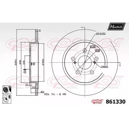 Тормозной диск MAXTECH 8613 30 861330.6060 KH9YPS 1194806517 изображение 0