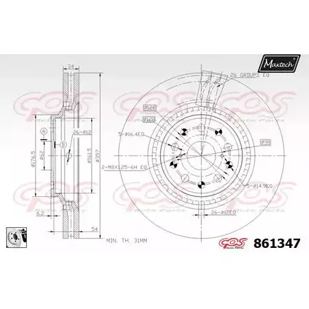 Тормозной диск MAXTECH 1194806618 86134 7 861347.0080 0JYA1N0 изображение 0