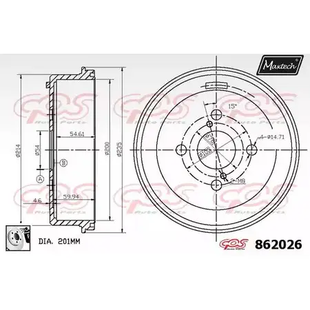 Тормозной барабан MAXTECH 1194806708 MP0SR 86 2026 862026.0080