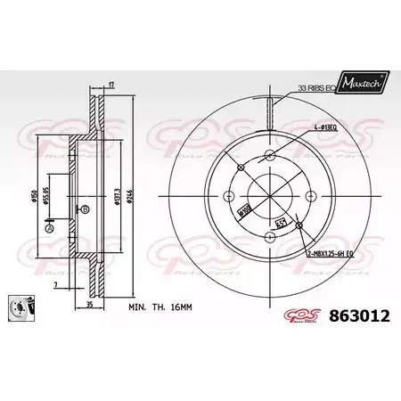 Тормозной диск MAXTECH 863 012 Y63XO 863012.0080 1194806863 изображение 0