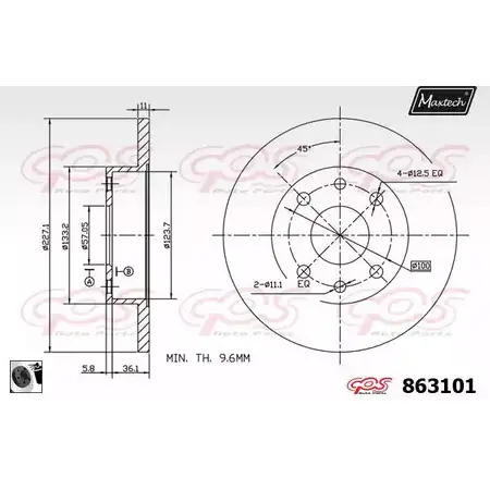 Тормозной диск MAXTECH 86 3101 9HVA2 1194806886 863101.0060 изображение 0