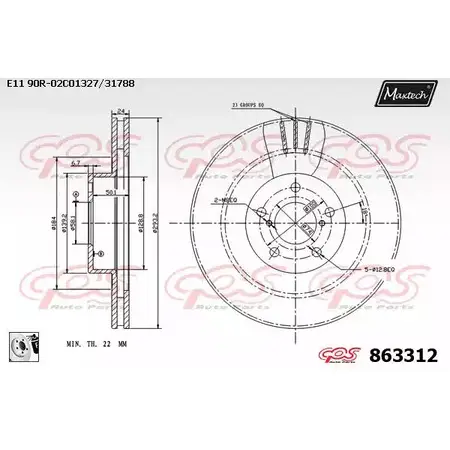 Тормозной диск MAXTECH 8633 12 1194807055 863312.0080 2YD9A