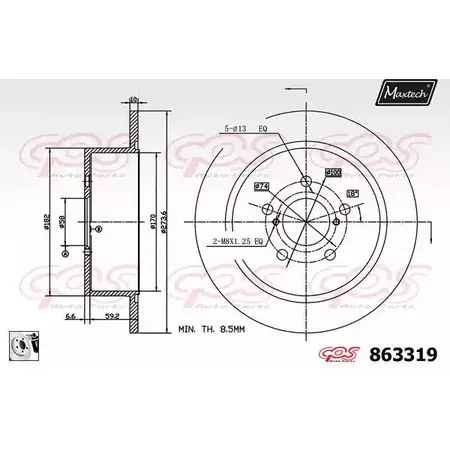 Тормозной диск MAXTECH 863 319 GVR8H8 863319.0080 1194807097 изображение 0