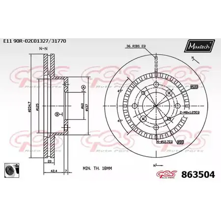 Тормозной диск MAXTECH 1194807162 863504.0060 SG059 8635 04 изображение 0