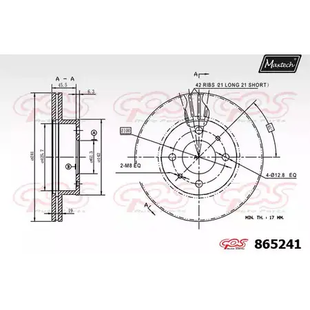 Тормозной диск MAXTECH 865241.0000 1194807627 865 241 AXNNB8R
