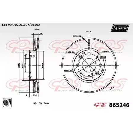 Тормозной диск MAXTECH 865246.0060 1194807652 L03M6B 86 5246 изображение 0