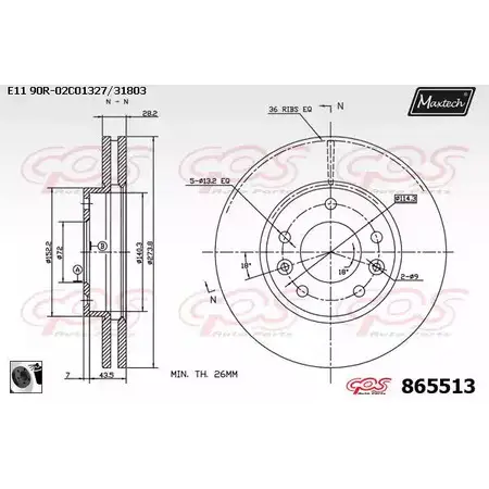Тормозной диск MAXTECH 4ZNEY 865513.0060 1194807940 86 5513