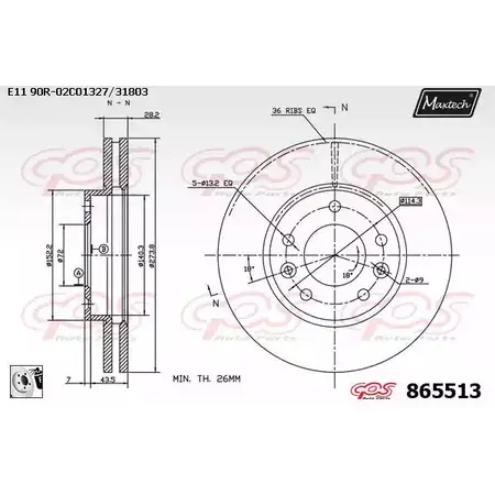 Тормозной диск MAXTECH AFOPY 865513.0080 86 5513 1194807941