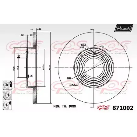 Тормозной диск MAXTECH 871002.6880 8 71002 1194808170 B5O96 изображение 0