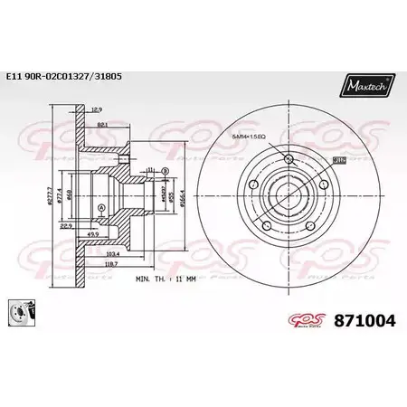 Тормозной диск MAXTECH 871004.0080 GRRHTMH 1194808174 87100 4 изображение 0