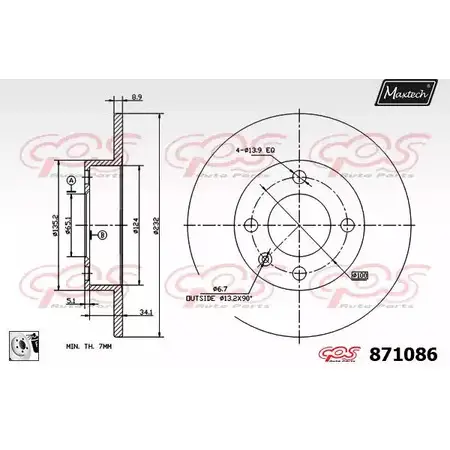 Тормозной диск MAXTECH 871 086 1194808504 871086.0080 OSDC4V изображение 0