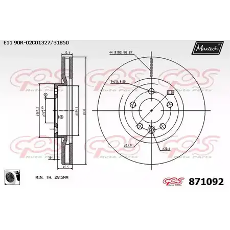 Тормозной диск MAXTECH 1194808539 871 092 871092.0060 E4ZV5